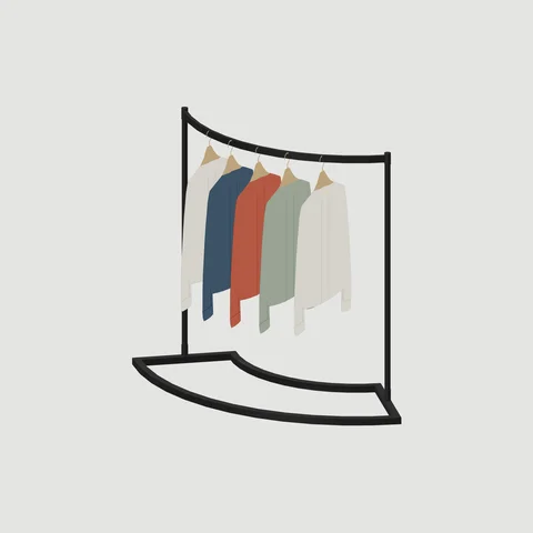 Curved Garment Rail · H1150