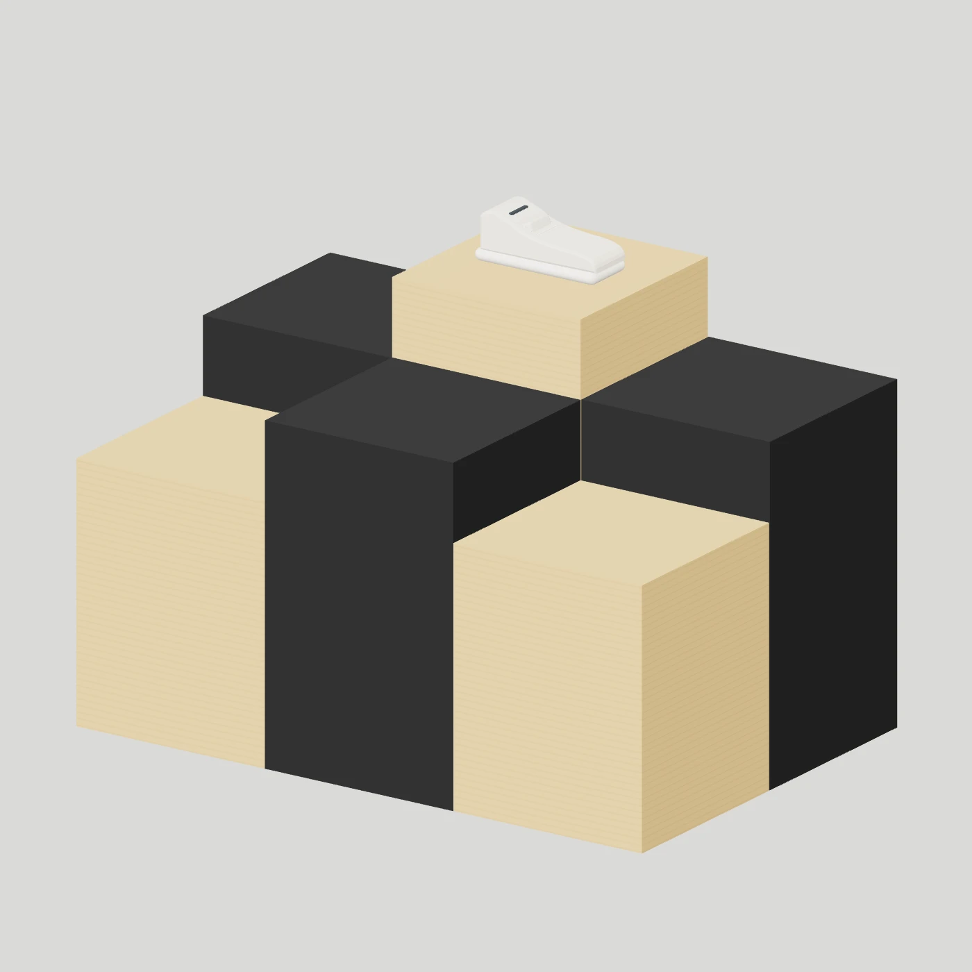 Cube Display Plinth Composition — Footwear focus