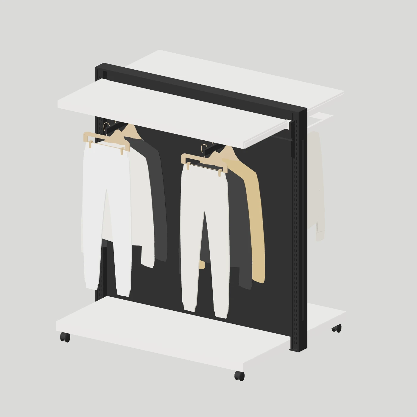 Mobile Merchandising Island · Single Bay — Layered apparel