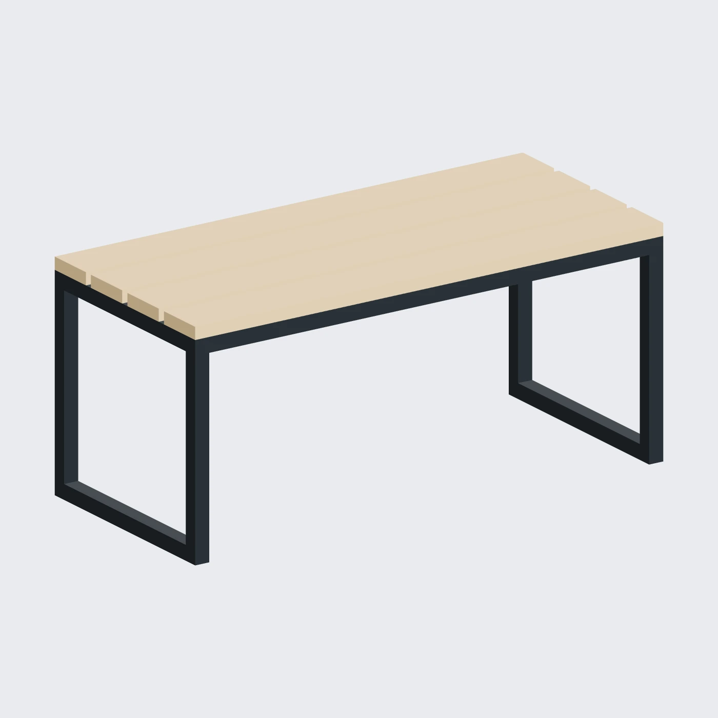 Slatted Display Bench — alternate angle