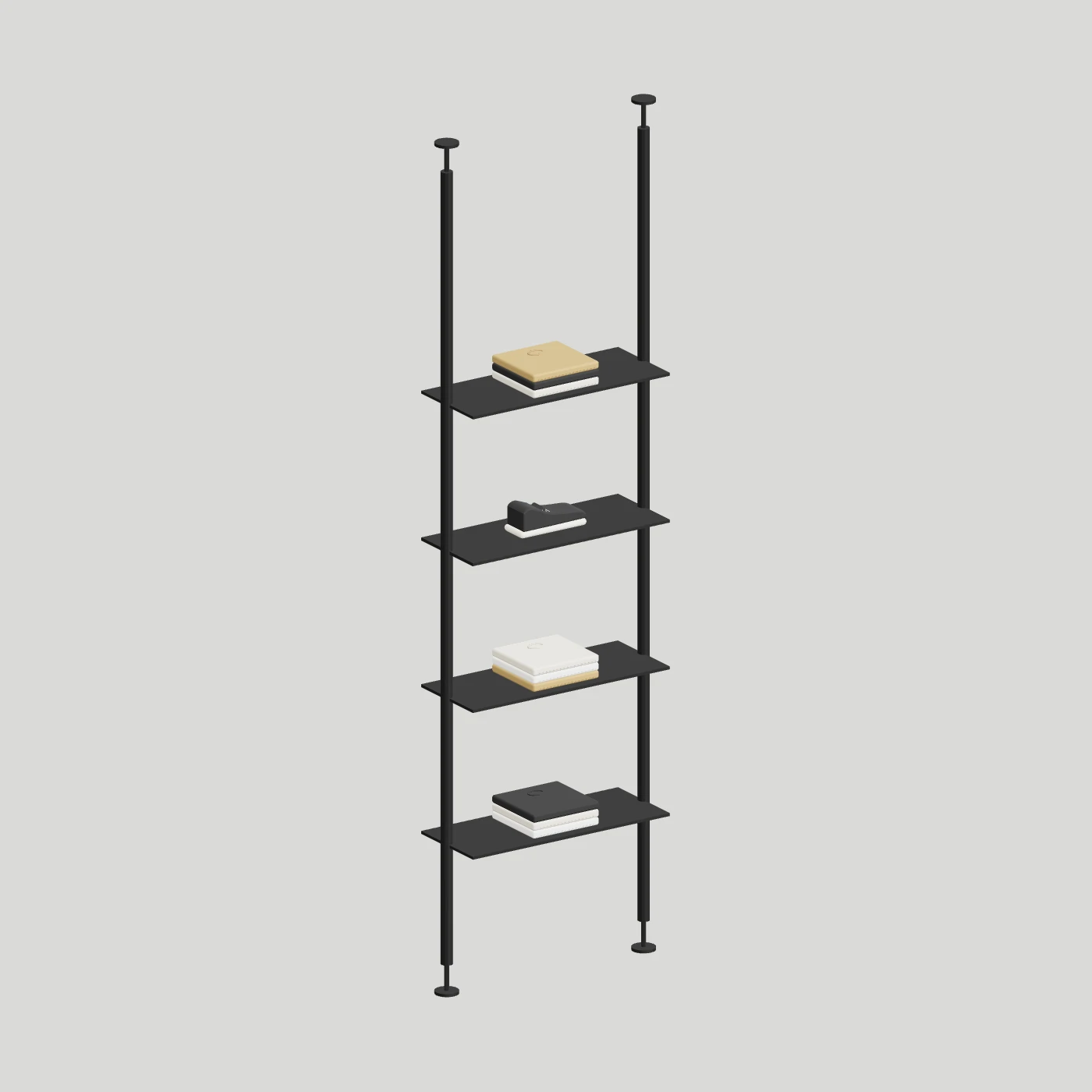 Twin-Pole Display Shelves — alternate angle