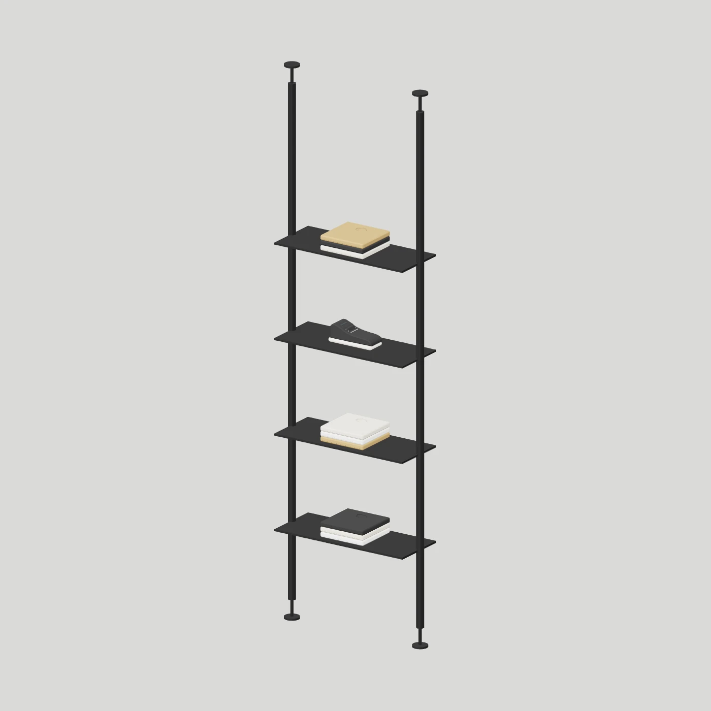 Twin-Pole Display Shelves