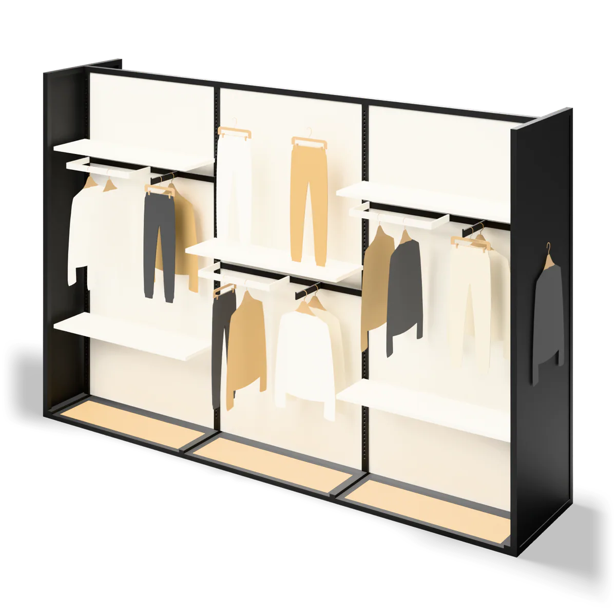 Panel Island with End Displays · Layered apparel