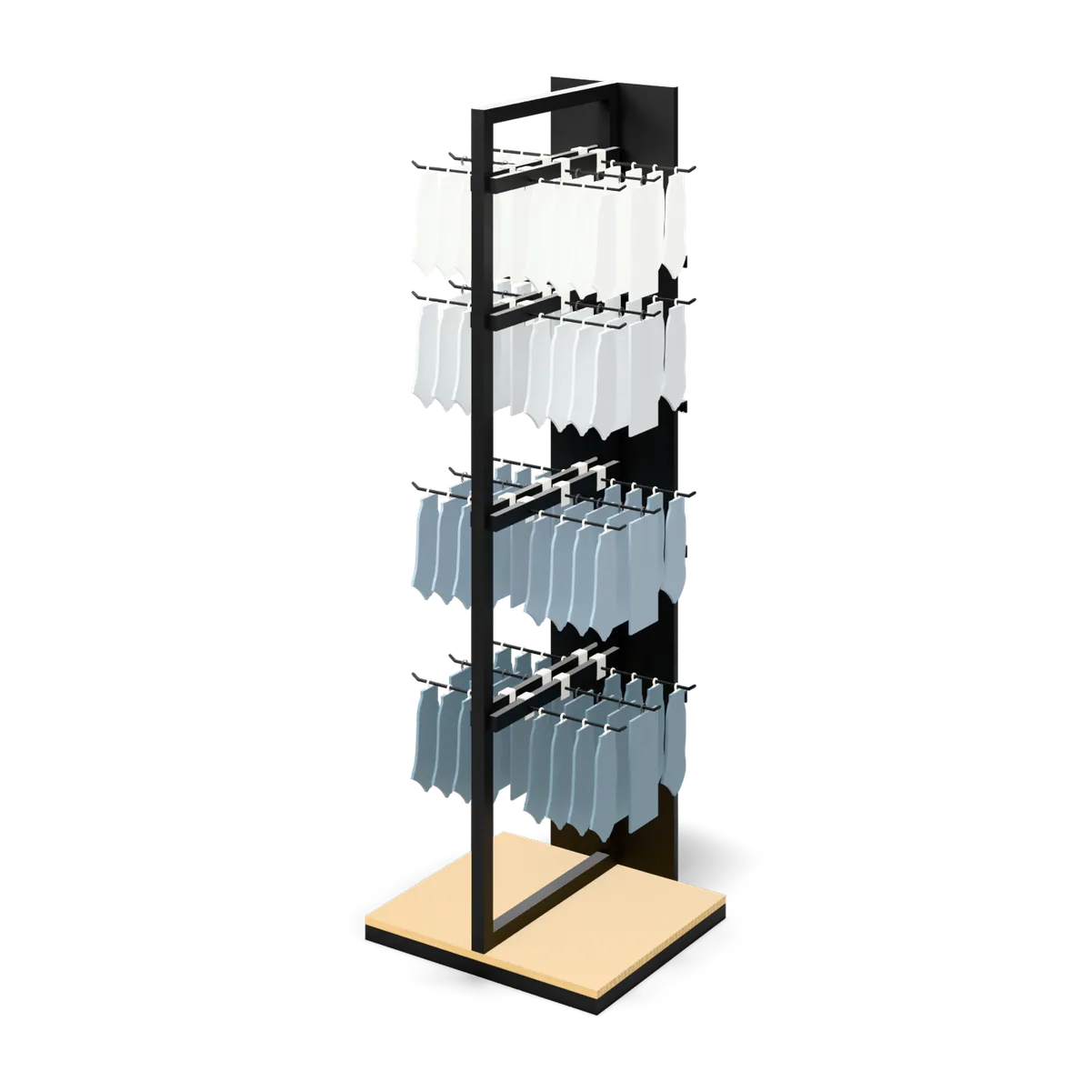 Two-Face Sock Stand · Four Rows, front three-quarter view