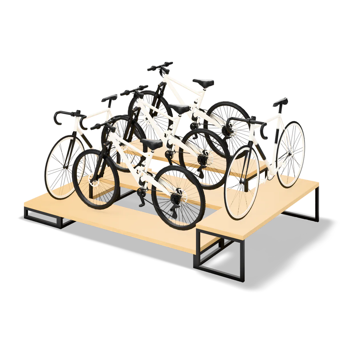 Open-Frame Bicycle Platforms · Extended, front three-quarter view